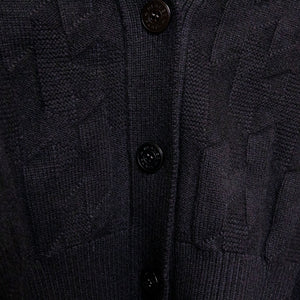 HERMES H'' LONG-SLEEVE CARDIGAN BLACK SWEATER SIZE 36