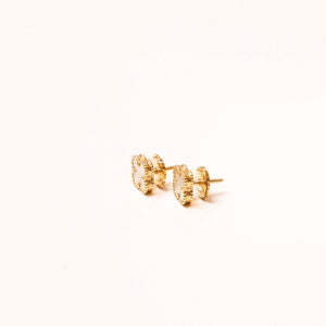 VAN CLEEF & ARPELS 18K YELLOW GOLD MOTHER OF PEARL SWEET ALHAMBRA EARRINGS