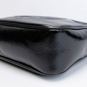 GUCCI SOHO DISCO CAMERA BAG PATENT LEATHER BLACK LGHW