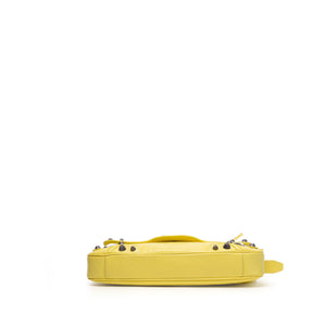 BALENCIAGA SMALL LE CAGOLE SLING SHOULDER BAG YELLOW LAMBSKIN LEATHER SHW