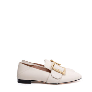 BALLY JANELLE BB WHITE  LEATHER FLATS SIZE 37.5