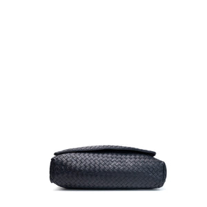 BOTTEGA VENETA INTRECCIATO MESSENGER BAG BLACK BLACK HARDWARE