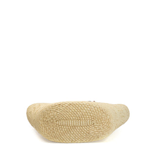 LOEWE MEDIUM ANAGRAM BASKET TOTE BAG IN IRACA PALM AND CALFSKIN NATURAL / TAN