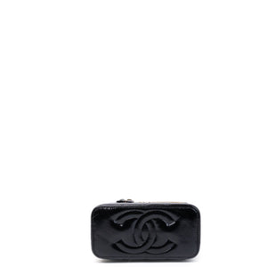 CHANEL LONG VANITY CASE BLACK SHINY CALFSKIN LEATHER GHW  (MICROCHIP)