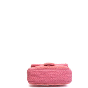 CHANEL QUILTED SHEARLING & TWEED MEDIUM FLAP BAG PINK GHW