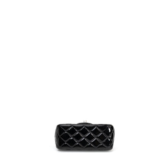 CHANEL MINI SQUARE FLAP BAG BLACK PATENT LEATHER SHW (MICROCHIP)