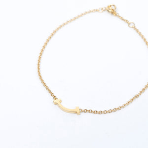 TIFFANY & CO. T SMILE PENDANT 18K YELLOW GOLD MINI BRACELET