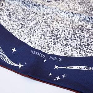 HERMES SILK SCARF CLAIR DE LUNE MARINE / BLANC / BORDEAUX 70 CM