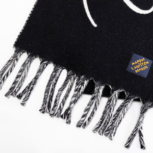 LOUIS VUITTON SIGNATURE SCARF BLACK & WHITE WOOL