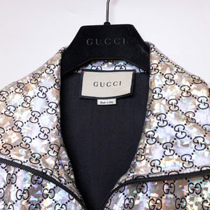 GUCCI GG LAMINATED TRACK JACKET SILVER