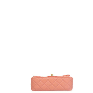 CHANEL 23C PEARL CRUSH MINI RECTANGULAR FLAP CORAL LAMBSKIN  LEATHER GHW (MICROCHIP)
