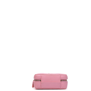 CHANEL CC CHAIN HANDLE ZIP AROUND VANITY MINI CASE PINK LAMBSKIN GHW