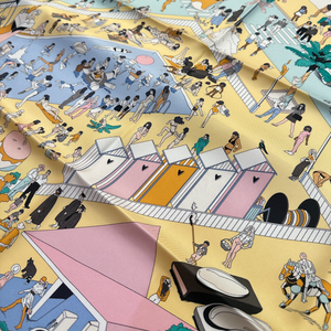 HERMES HERMES ON THE BEACH SILK SCARF 90CM