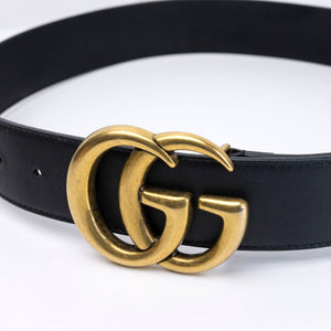 GUCCI GG MARMONT BLACK LEATHER BELT GHW 70 CM
