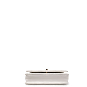 CHANEL TOP HANDLE WALLET ON CHAIN WHITE LAMBSKIN LEATHER GHW (MICROCHIP)