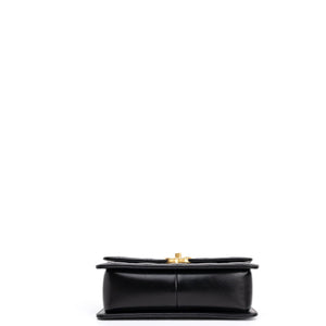 CHANEL GOLD CRUSH SMALL FLAP BAG BLACK CALFSKIN GHW (MICROCHIP)