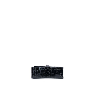 BALENCIAGA HOURGLASS BAG XS CROC-EMBOSSED CALFSKIN SO BLACK