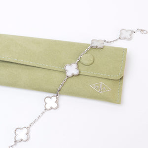 VAN CLEEF & ARPELS VINTAGE ALHAMBRA BRACELET , 5 MOTIF , 18K WHITE GOLD , MOTHER OF PEARL