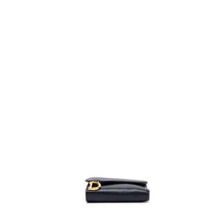 CHRISTIAN DIOR SADDLE LOTUS WALLET STONE BLACK GOATSKIN GHW