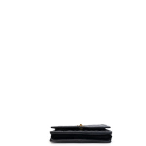 CHANEL LETTER LOGO TOP HANDLE WALLET ON CHAIN LAMBSKIN BLACK GHW (MICROCHIP)