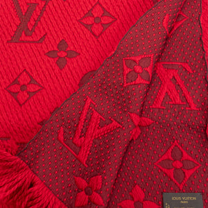 LOUIS VUITTON LOGOMANIA SCARF WOOL / SILK RED