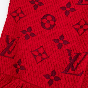 LOUIS VUITTON LOGOMANIA SCARF WOOL / SILK RED