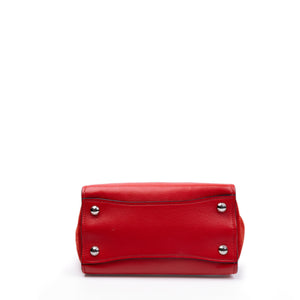 PRADA SMALL GLACE CALFSKIN LEATHER TWIN POCKET SATCHEL RED SHW