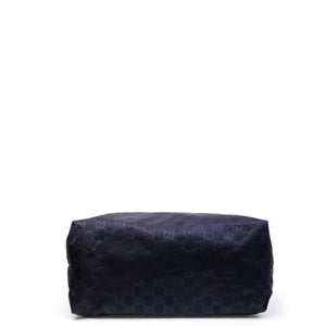 GUCCI TOTE BAG ZIPPER GG PATTERN HANDBAG NAVY NYLON LEATHER