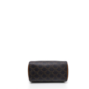 CELINE SMALL BOSTON BAG TRIOMPHE CANVAS/ CALFSKIN TAN GHW