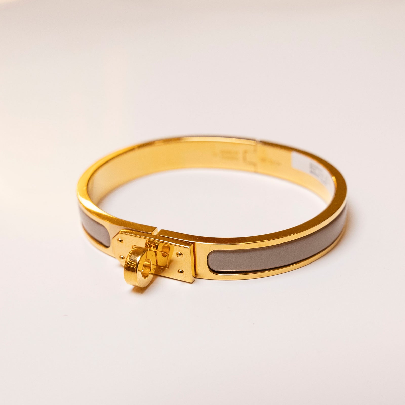 HERMES MINI CLIC KELLY BRACELET GOLD TONE / ROSE CANDEUR
