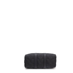 LOUIS VUITTON KEEPALL BANDOULIERE 25 MONOGRAM BLACK TAURILLON LEATHER BLACK HARDWARE (MICROCHIP)