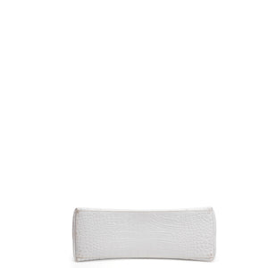 BALENCIAGA MEDIUN DOWNTOWN SHOULDER BAG EMBOSSED LEATHER WHITE SHW