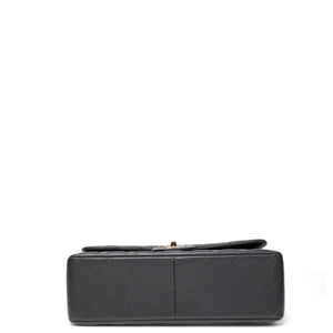 CHANEL JUMBO CLASSIC DOUBLE FLAP BAG GREY CAVIAR LEATHER SHW (MICROCHIP)