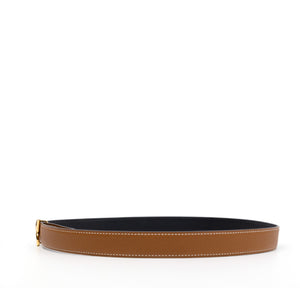 HERMES CURSIVES DOUBLE SIDE BELT 24MM BLACK/GOLD EPSOM LEATHER GHW