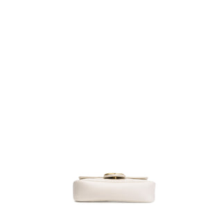 GUCCI GG MARMONT SUPER MINI BAG MATELASSE WHITE BRUSHED GHW