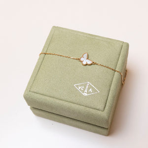 VAN CLEEF & ARPELS SWEET BUTTERFLIES BRACELET 18K YELLOW GOLD/ MOTHER OF PEARL