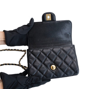CHANEL 25P MINI FLAP BAG BLACK CAVIAR LEATHER GHW (MICROCHIP)