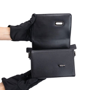 CHRISTIAN DIOR 30 MONTAIGNE CHAIN TOP HANDLE BAG BLACK LAMBSKIN LEATHER DARK SHW