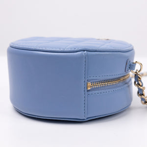 CHANEL ROUND CLUTCH BLUE LAMBSKIN LEATHER GHW