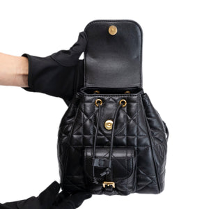 CHRISTIAN DIOR SMALL DIOR CARO BACKPACK BLACK MACROCANNAGE LAMBSKIN GHW