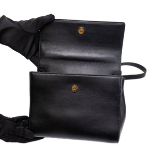 SAINT LAURENT SAC MOUJIK TOP HANDLE BLACK GRAINED LEATHER GHW