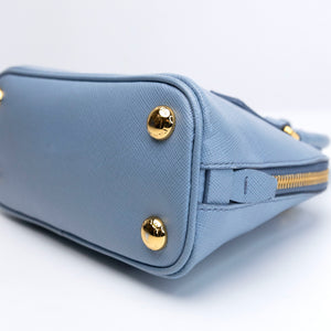 PRADA SAFFIANO LUX LEATHER MINI BAG BLUE GHW