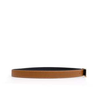 HERMES CURSIVES DOUBLE SIDE BELT 24MM BLACK/GOLD EPSOM LEATHER GHW