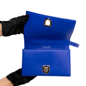CHRISTAIN DIOR DIORAMA WALLET ON CHAIN BLUE LAMBSKIN LEATHER SHW
