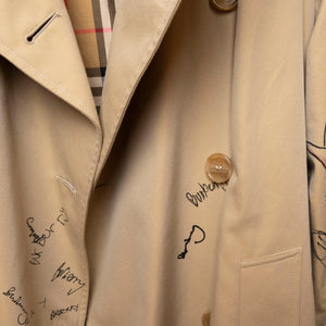 BURBERRY SKETCH PRINT TRENCH COAT BROWN / MULTICOLOURED