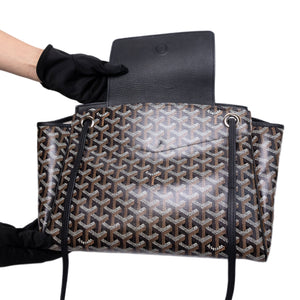 GOYARD ROUETTE TOTE BAG GOYARDINE CANVAS/CALFSKIN LEATHER BLACK SHW