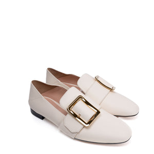 BALLY JANELLE BB WHITE  LEATHER FLATS SIZE 37.5