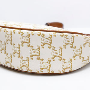 CELINE AVA BAG TRIOMPHE CANVAS/ CALFSKIN WHITE/ BROWN GHW
