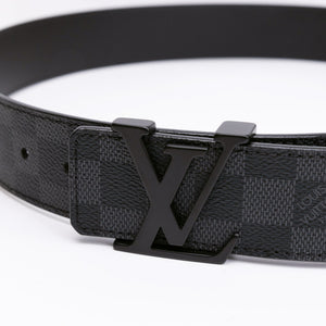 LOUIS VUITTON INITIALS 40MM BELT DAMIER EBENE BLACK WITH BLACK HARDWARE
