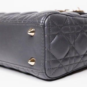 CHRISTIAN DIOR MY ABC DIOR SMALL LADY DIOR LAMBSKIN DARK GREY GHW